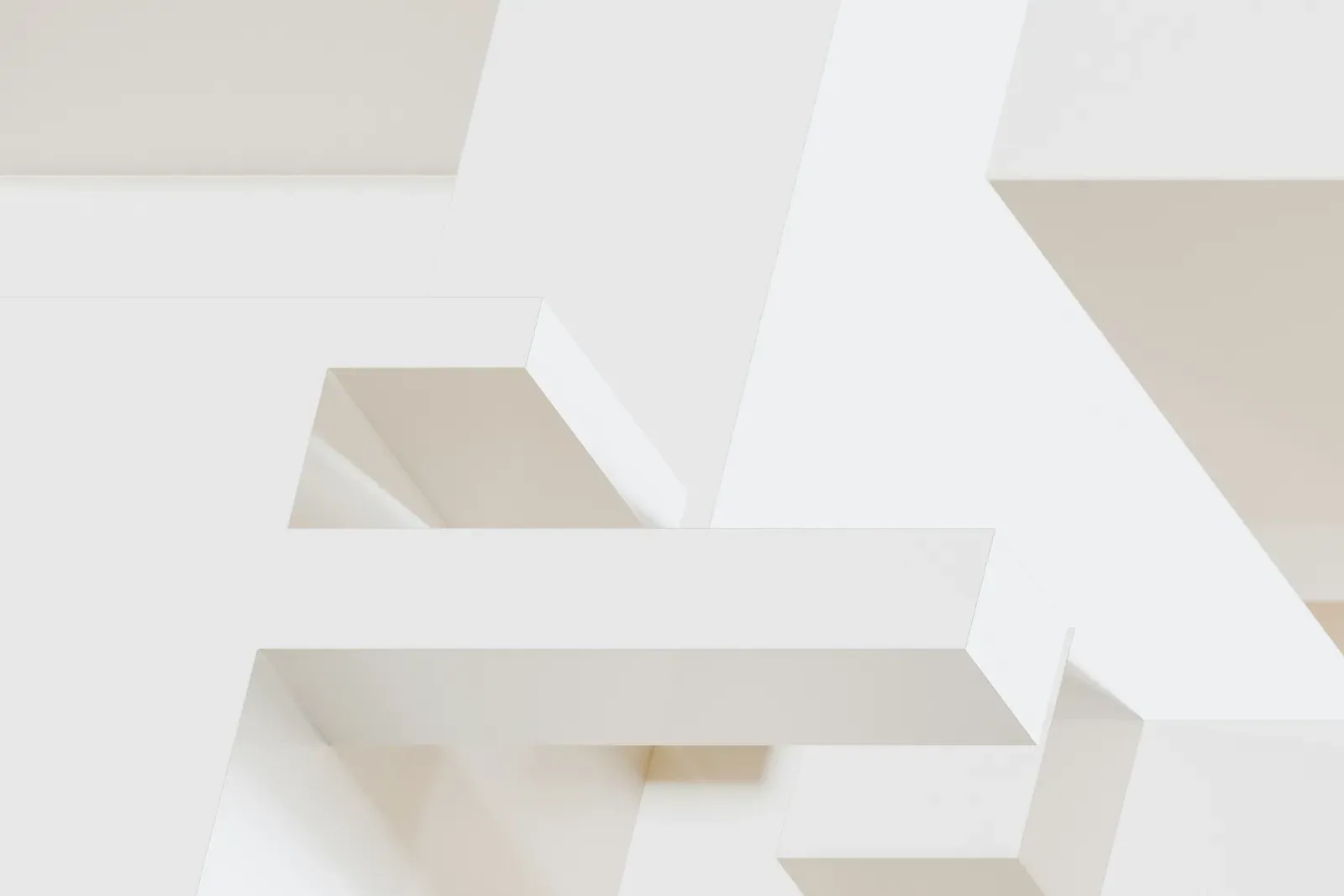 Abstract architectural forms in warm white tones